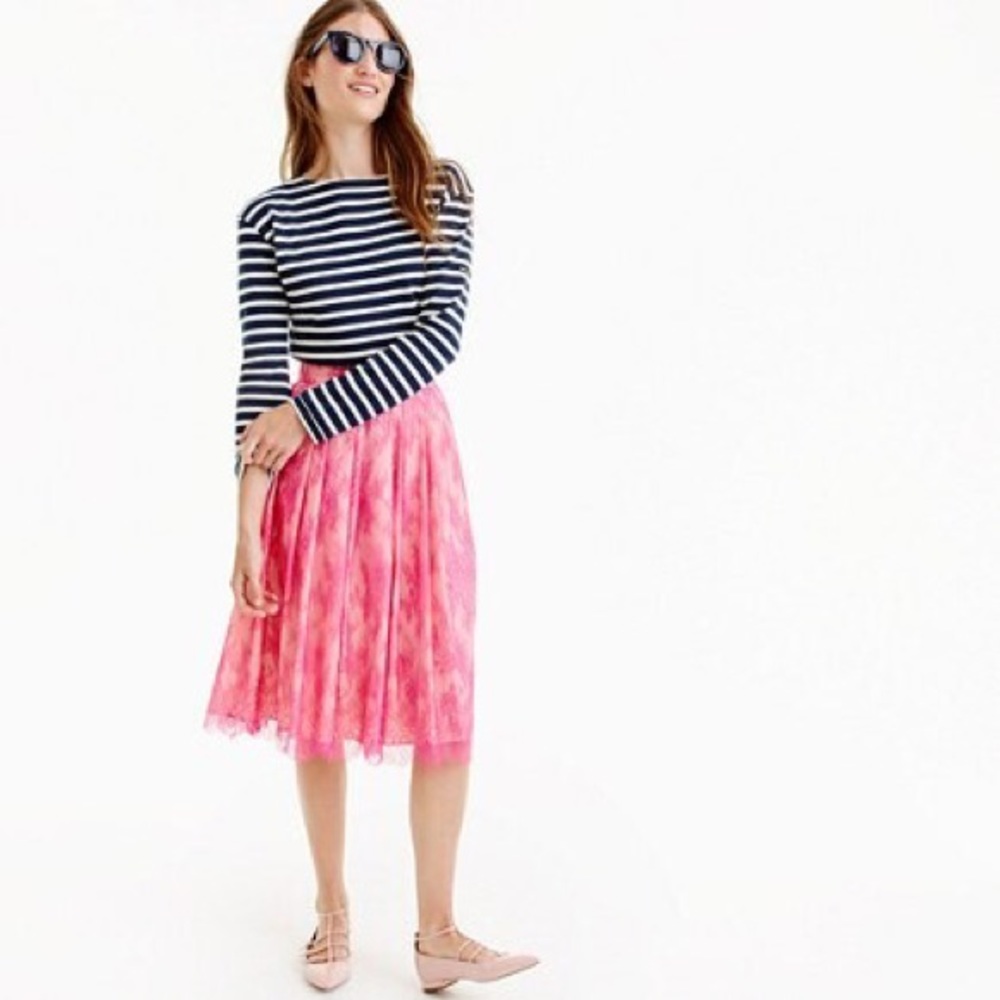 Jcrew Collection Midi Skirt in Pink Lace SZ 0